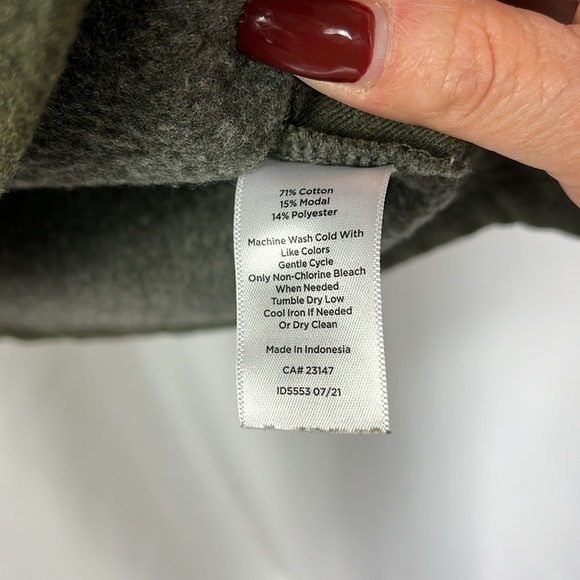 Talbots popover high neck long sleeve casual top Sz SP Army Green - Picture 8 of 9